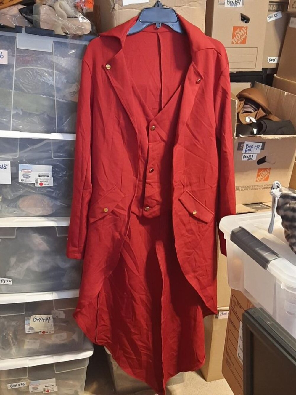NEW ! Men Vintage Tailcoat Jacket Gothic Victorial Medieval Costume Red Sz M